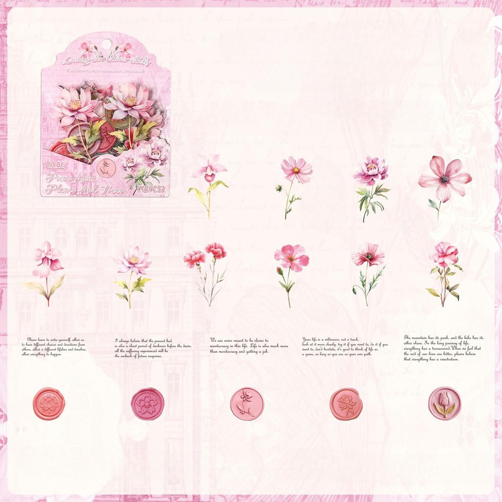 40 PCS Flower Stickers PET Floral Journaling Sticker for Scrapbook Junk Journal Supplies Journals Planner Collage Stickers
