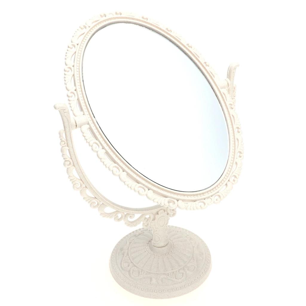 FRCOLOR Tabletop Vanity Stand Antique Freely Adjustable Makeup Tabletop Stand Princess Oval Mirror, Double-Sided Mirror, Mirror, Style, Rotating,