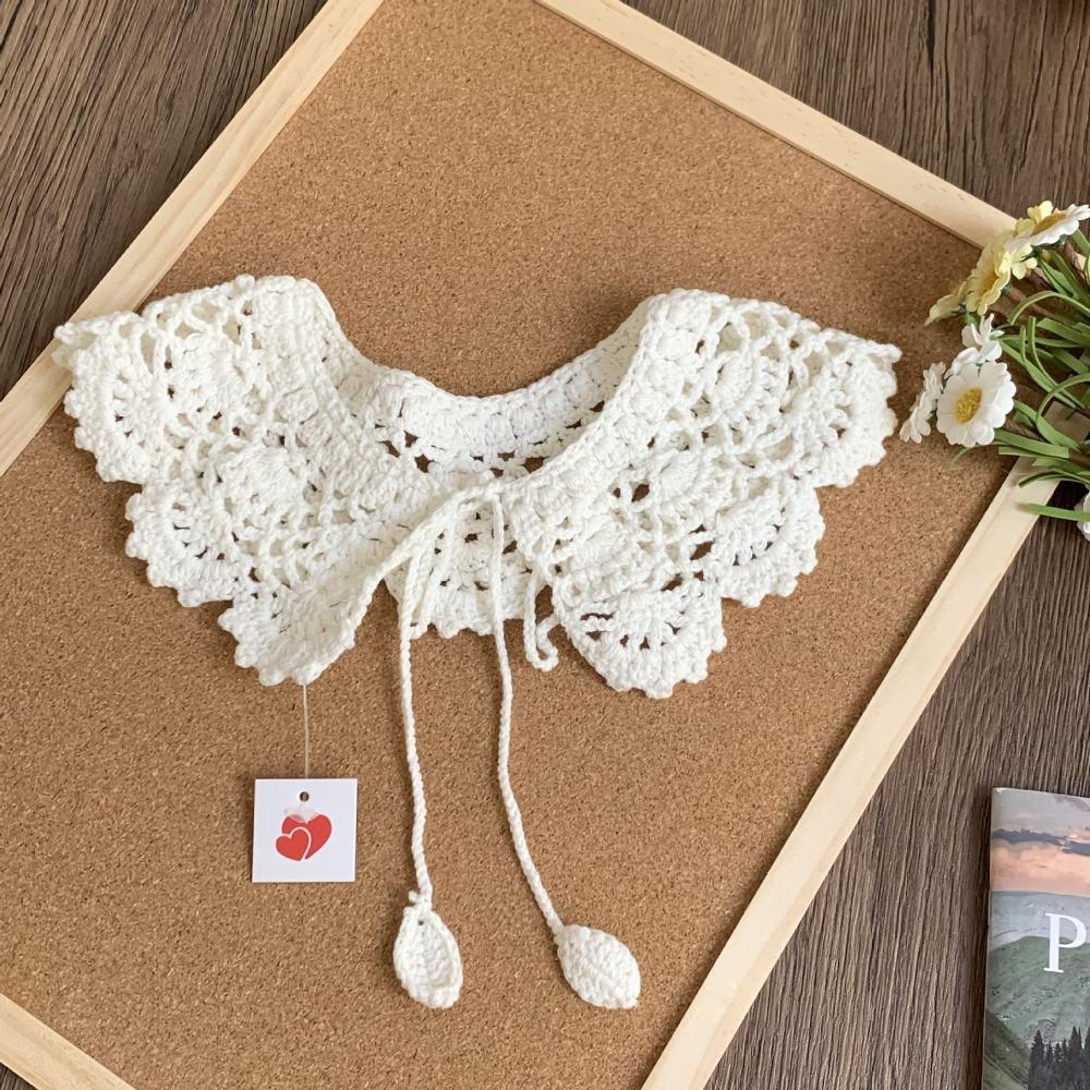 Round Neck Hollow Out Crochet Shawl Sweet Blouse Shoulders Fake Collar Knitted Scarves  Spring