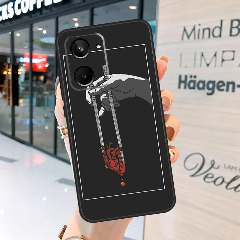 Black Aesthetic Skeleton Digital Art Case For Realme GT7 Pro GT6 11 12 13 14 15 Pro Plus C55 C53 C35 C33 C61 C65 C67 C53 C71 C75