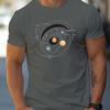 Planets Print Cotton Short Sleeved Crew Neck T-shirt For Men Simple And Elegant T-Shirt, Spring And Summer