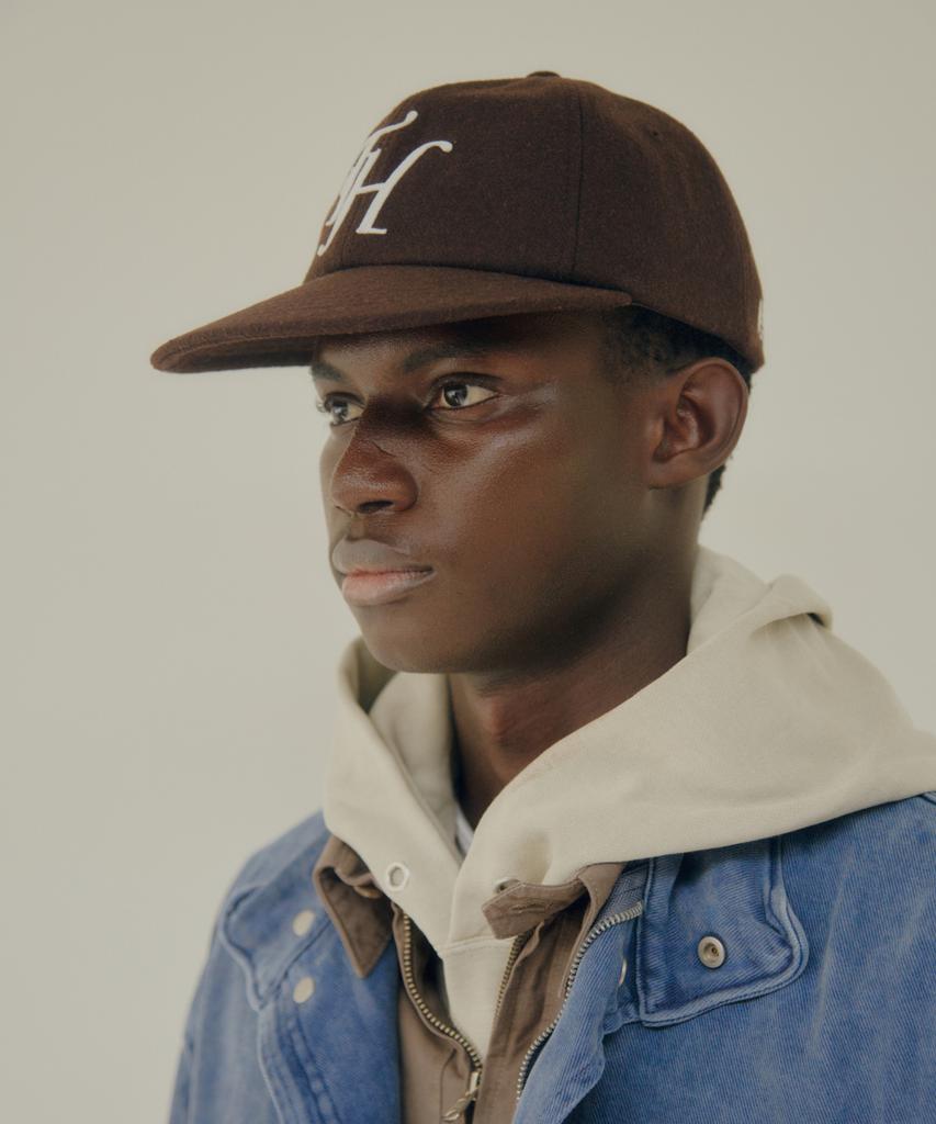 Teulaepighamoni Wool Blend Th Applique Logo Deep-Fit 6-Panel Cap_Brown