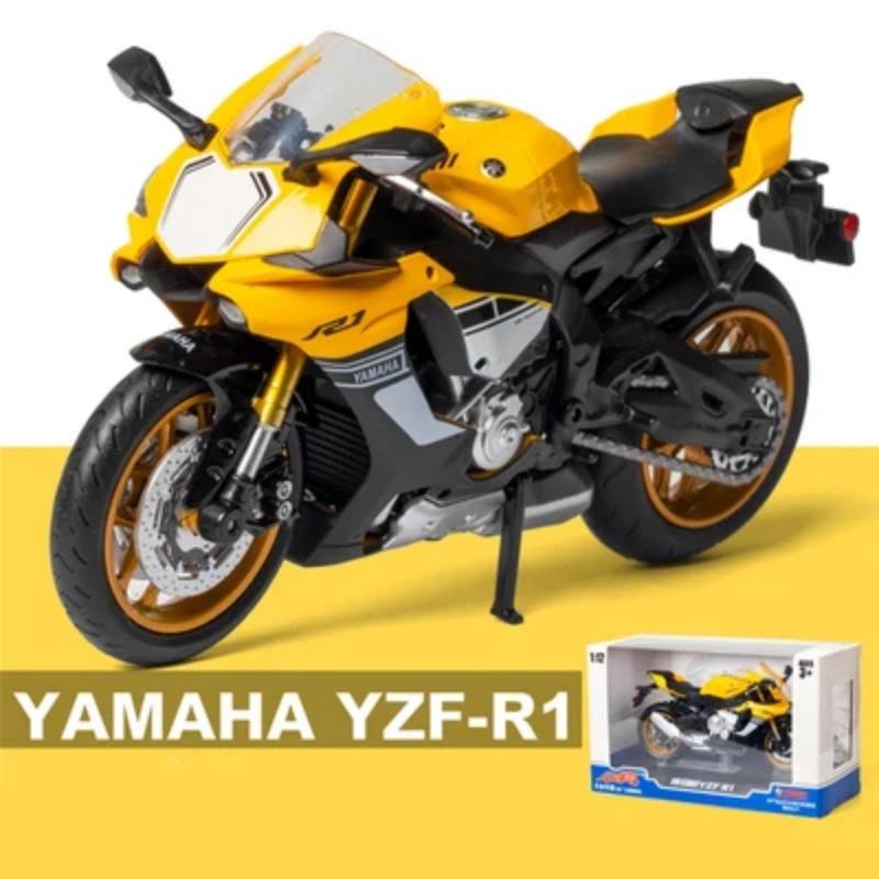 

1/12 Yamah YZF R1 Alloy Racing Sports Motorcycle Simulation Diecast Metal Cross Country Motorcycle Model Collection Kids Toy Gift жёлтый