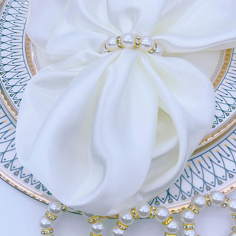 exquisite pearl inlaid diamond napkins ring Wedding Christmas Table Decor Stylish Dining Accessory for Holiday Party