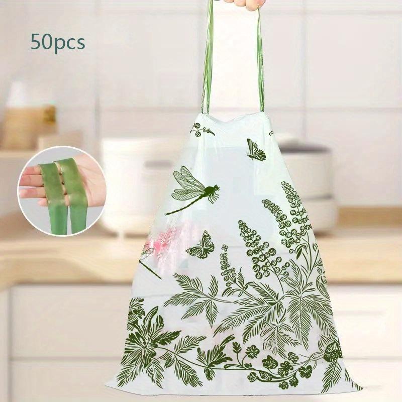 

50 шт. Утолщенные бытовые мусорные пакеты, Сверхпрочные кухонные мешки для отходов со шнурком для удобной переноски 50pcs