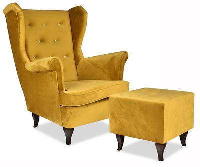 Diana Wing Chair with Footrest Scandinavian Honey Gold
