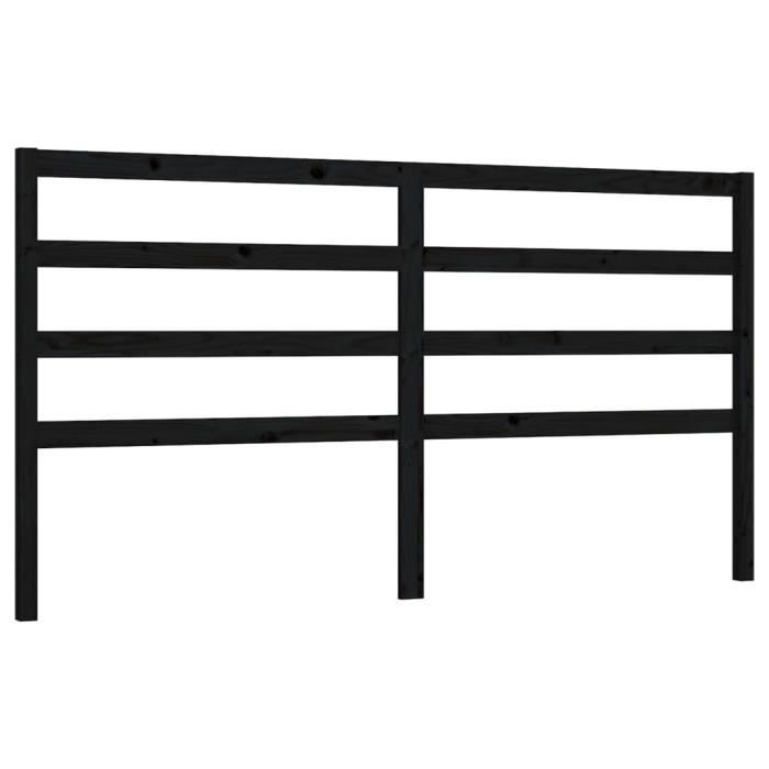 VidaXL Headboard Black 206x4x100 Cm Solid Pine Wood 817664