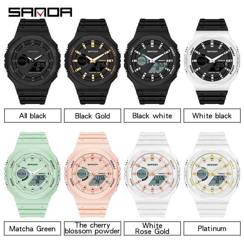 SANDA Fashion New Women Sports Watch G Waterproof Digital LED Ladies Military Electronic Army Wristwatch Clock Girl Reloj