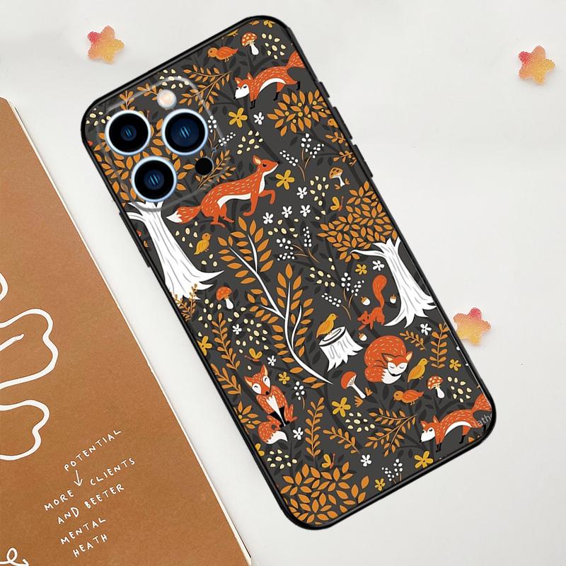 Autumn Leaves Fall Fox Phone Case For iPhone 17 Pro Max 11 14 15 16 Pro Max 12 13 mini 16 Plus 16e 17 Air Funda
