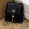 Chain backpack, Xiaoxiangfeng Y2K sweet and cool Spice Girl 2023 new mercerized leather high-end black backpack bag for women