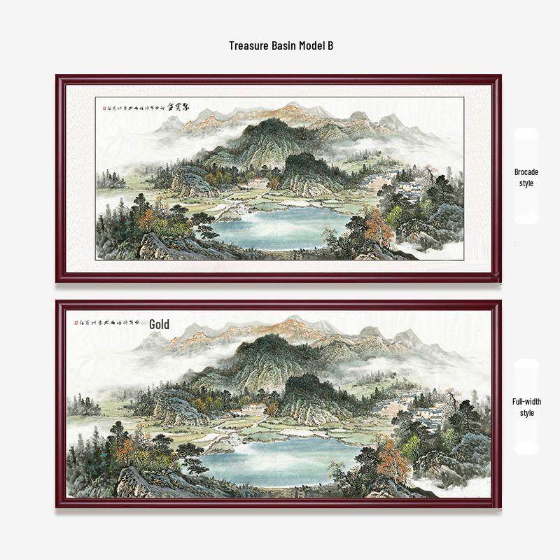 West Wall Calligraphy & Landscape Painting for Living Room Decor
