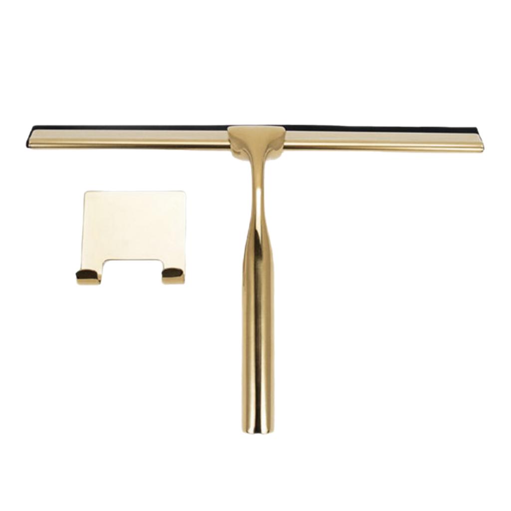 Glass Wiper with Hook Holder Stainless Steel Squeegee for Bathroom Sink Home Handheld Glass Window Cleaning Squeegee Wiper