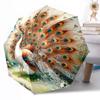 Bílý páv v zahradě Venkovní automatický deštník Zatahovací design s 8 žebry Odolnost Lehký Perfektní dárek pro přátele Rodinu