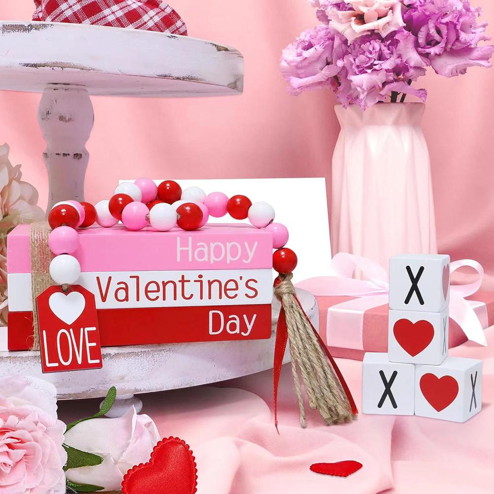 Bandeja escalonada de 4 piezas para decoración de San Valentín, centro de mesa de estilo dulce, estantería, organizador de decoración de mesa