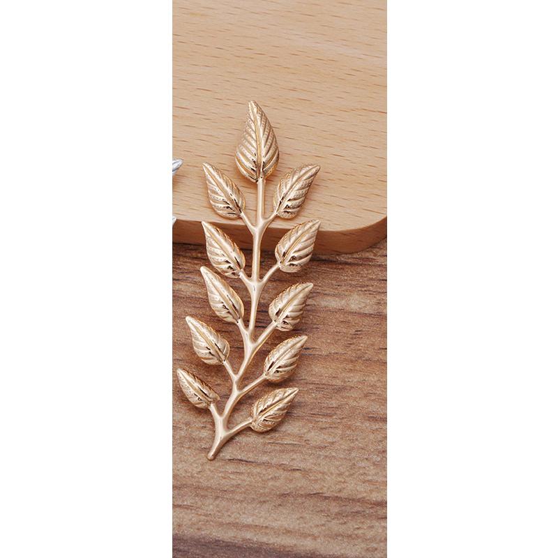 20pcs 19x64mm DIY Leaf Copper Charm Pendant Gold Color Accessories for Necklace Jewelry Making Components Handmade Craft