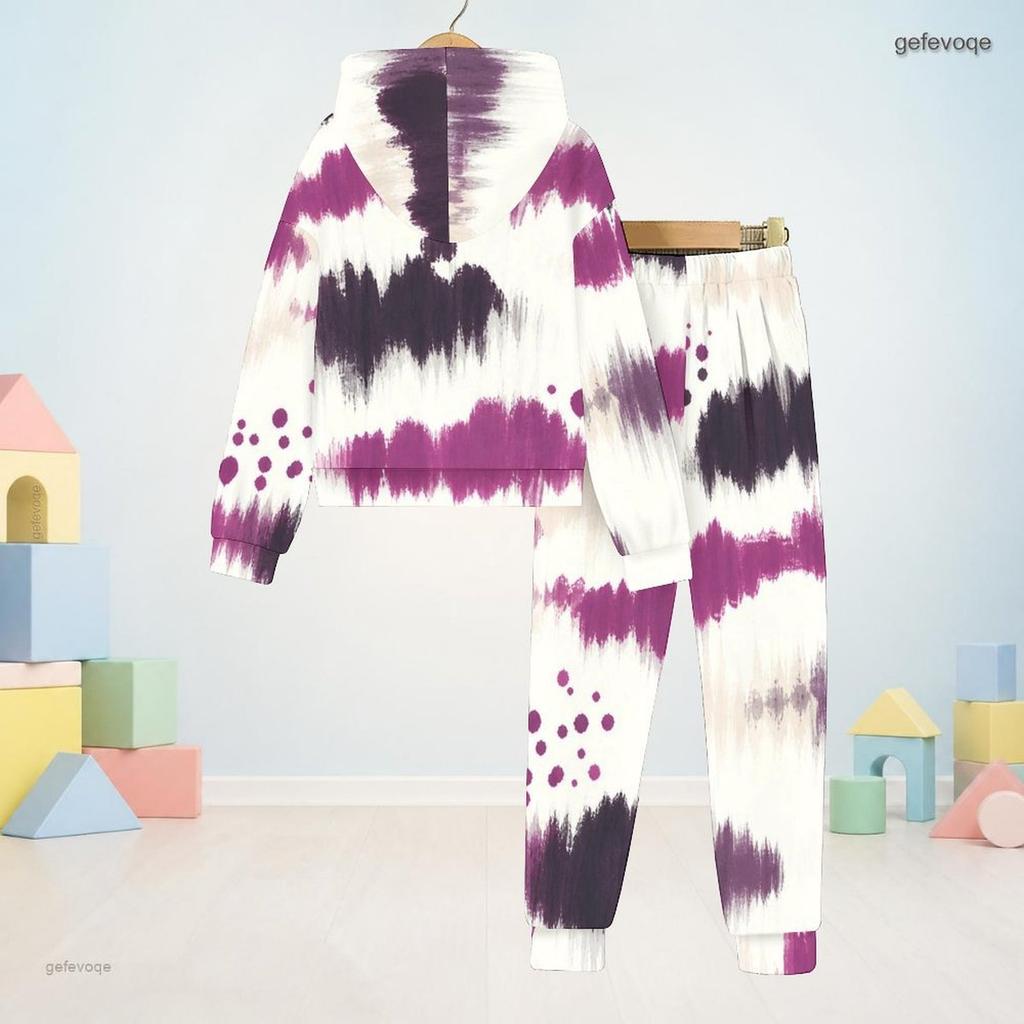 Kids Tie Dye Printed Hooded Long Sleeve Sweatshirt And Cuffed Pants Two Piece Set