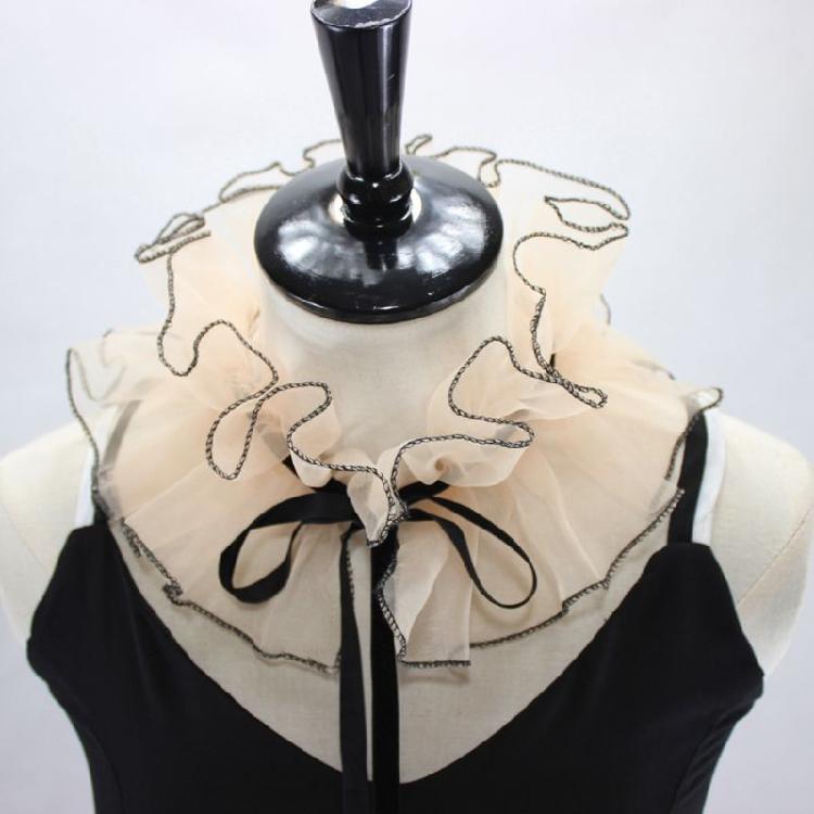 Adjustable Tie Ruffled Collar Organza For Victorian Age Costumes and Cosplay Halloween Accessory Collar