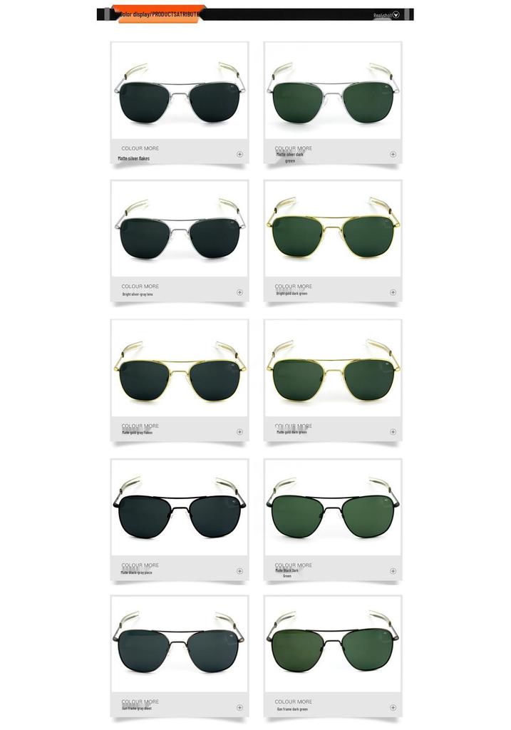 Aviator Polarized Classic Sunglasses with Anti-fall Tempered Glass and Inner Blue Film