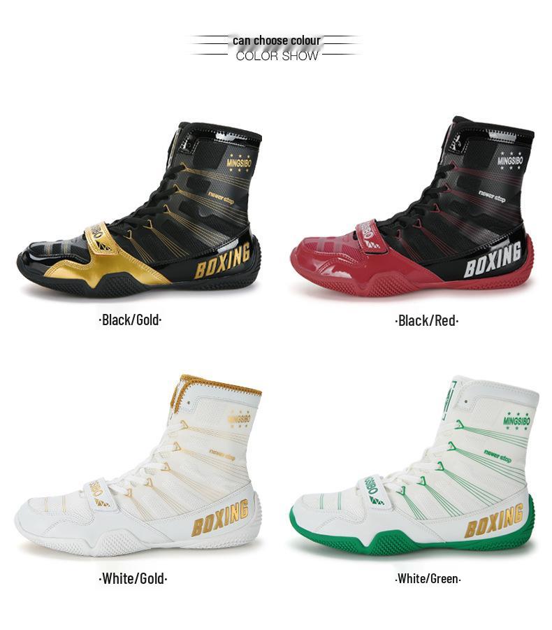 Men's High-Top Boxing Shoes - Breathable Foot Protection for Training and Competition