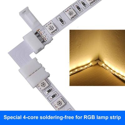20 Stück L-Form LED Lichtstreifen Verbinder Unverdrahtet Spaltlos Lötfrei Adapter für 10mm Breite 4 Pin 5050 RGB LED Lichtstreifen