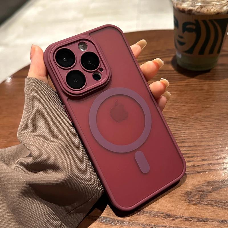 Magsafe Matte Bumper Shockproof Luxury Case For iPhone 15 14 Plus 11 12 13 Pro Max Clear For Wireless Charging Magnetic Cover