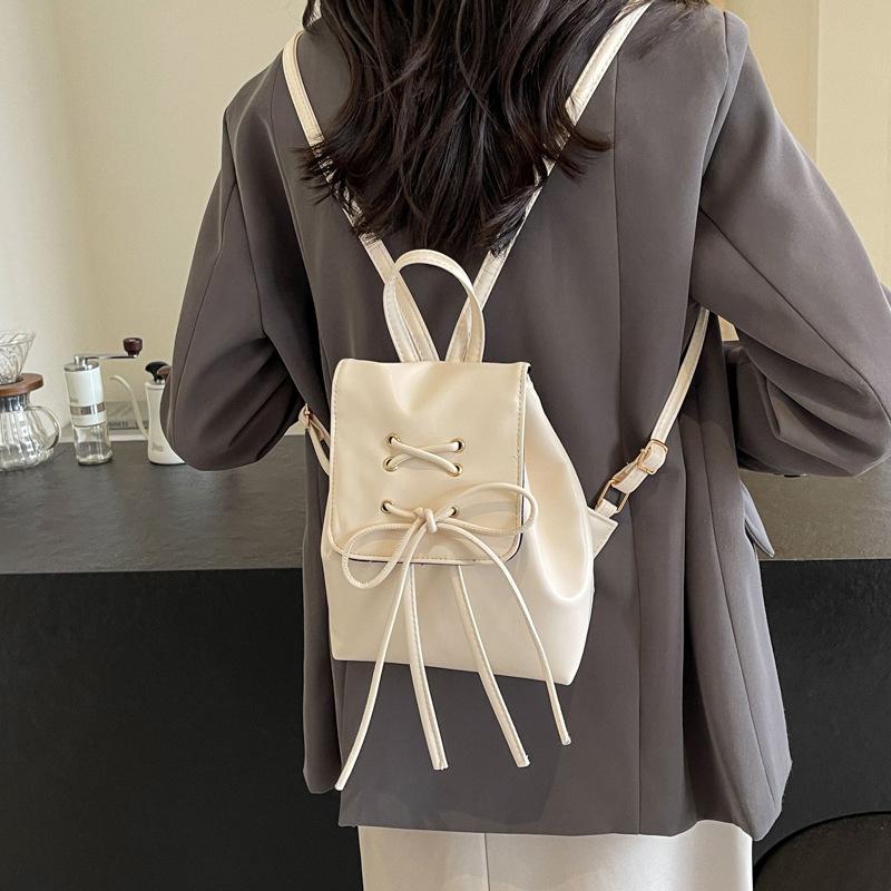 Korean Version Bow Double Shoulder Small Bag Women 2025 New Trendy Korean Backpack Cute Portable Shoulder Bag Schoolbag