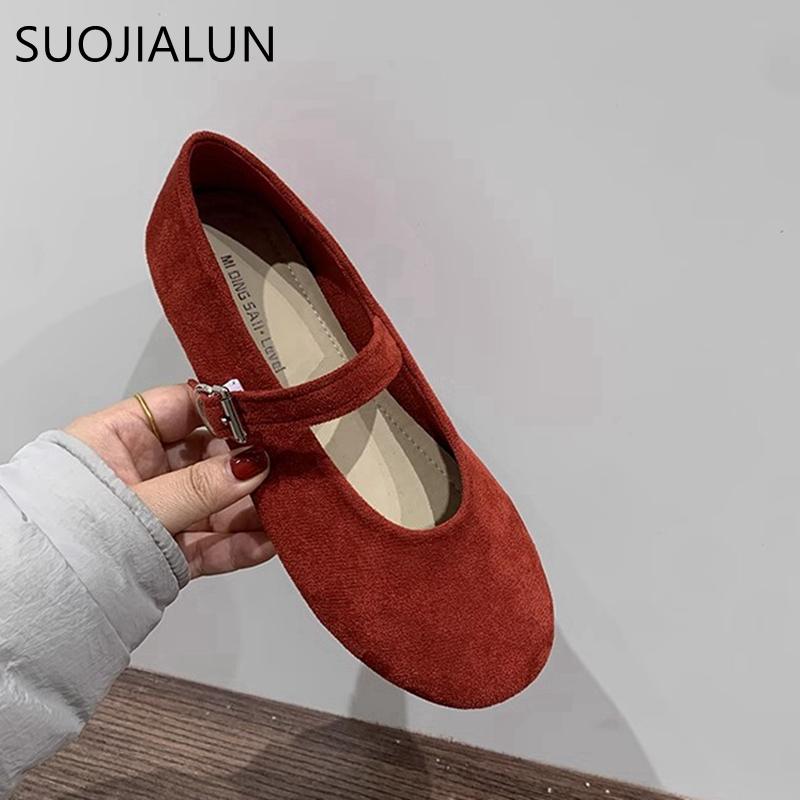 Fashion SUOJIALUN 2025 Spring New Brand Women Flat Shoes Fashion Round Toe Ladies Elegant Mary Jane Shoes Soft Flat Heel Single Shoes