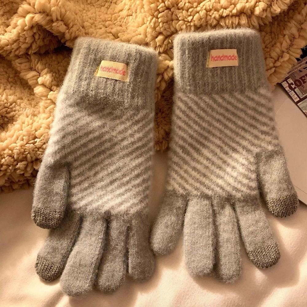 Polyester Winter Touch Screen Gloves One Size Thick Fleece Lined Gloves Cycling