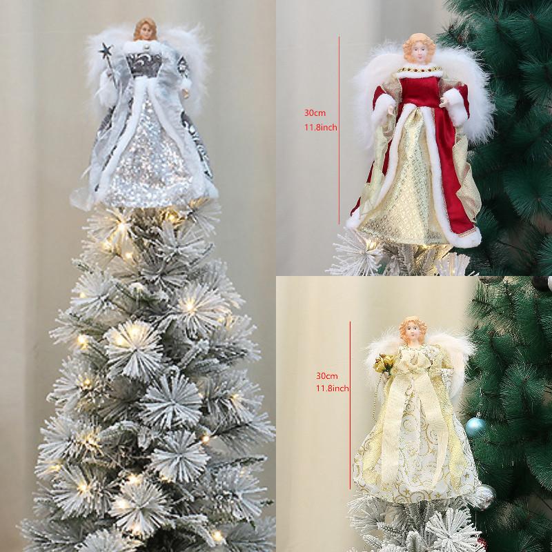 Stilvoller Amerikanischer Stil Geflügelter Engel Baumspitze Stern Für Weihnachtsfeiern