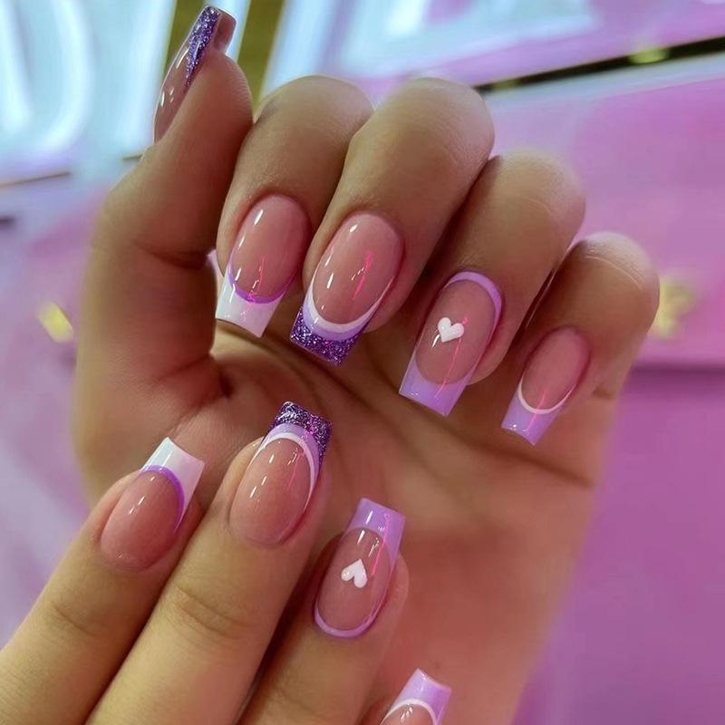 24 Stück Mandel Französische Press-On Nägel Abnehmbar Vollabdeckung Ballerina Falsche Nagelspitzen Für Damen Mädchen
