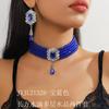 European and American Luxury Multi-layer Crystal Water Drop Pendant Bundle Neck Chain Jewelry Earrings Exaggerated Color Crystal Necklace Women