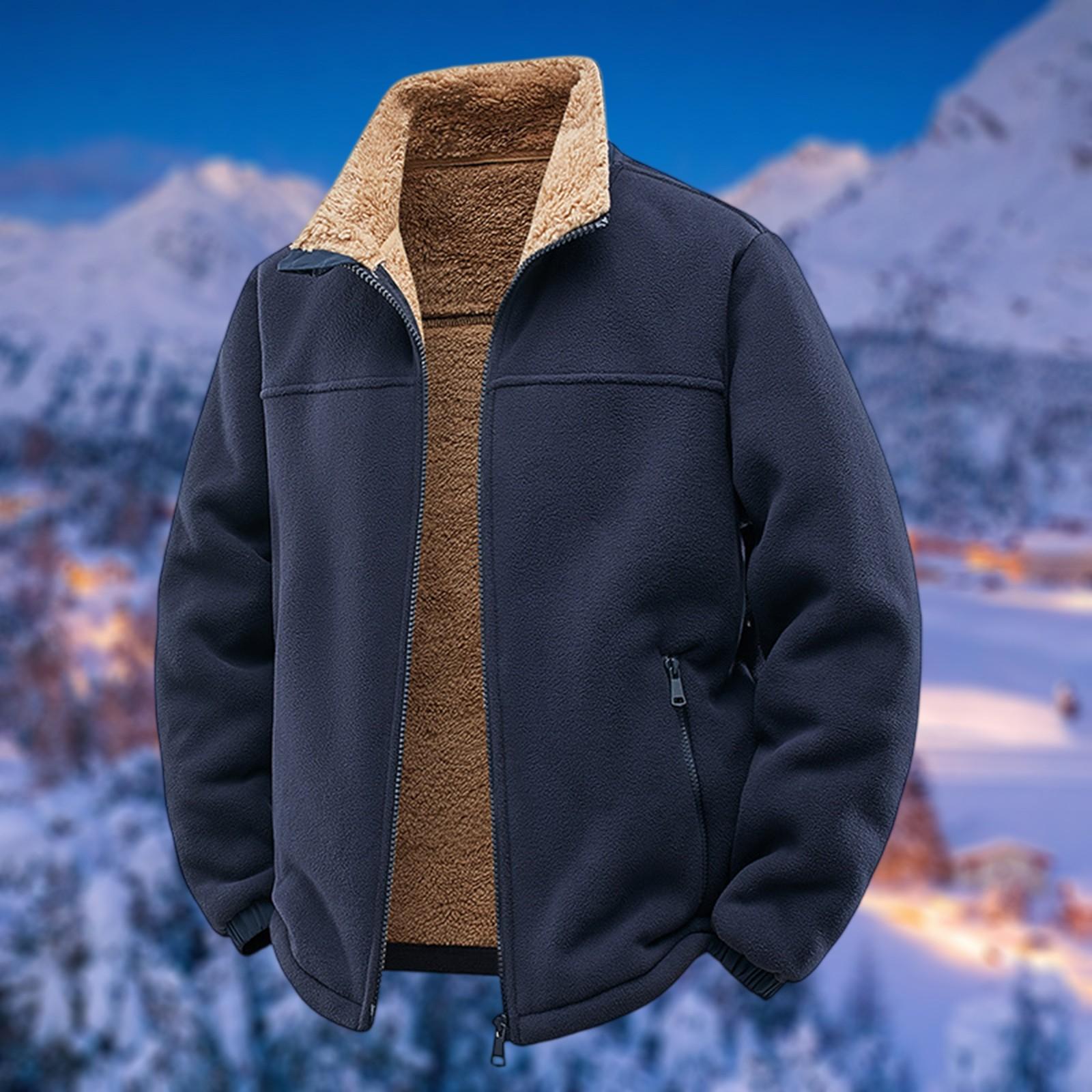 

Men s Vertical Pitted-Stripe Knitted Sweater With Half-Zip Stand Collar Coat L