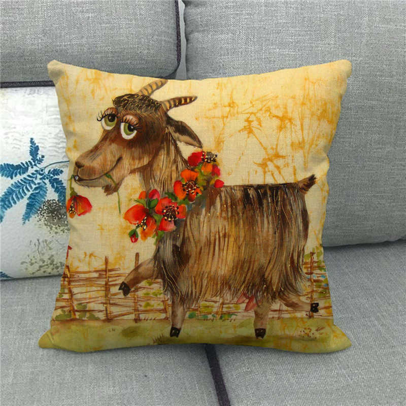 Cute Farm Christmas Animals Digital Printing Short Plush Pillow Covers For Car Sofa Office Cushion Cover Home Goods