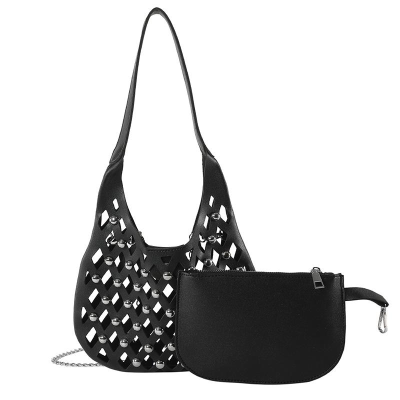Hollow Underarm Bag for Women with Niche Design 2024 New Hollowed Out Sky Star Commuting Fashionable Rivet Single Shoulder Crossbody Bag