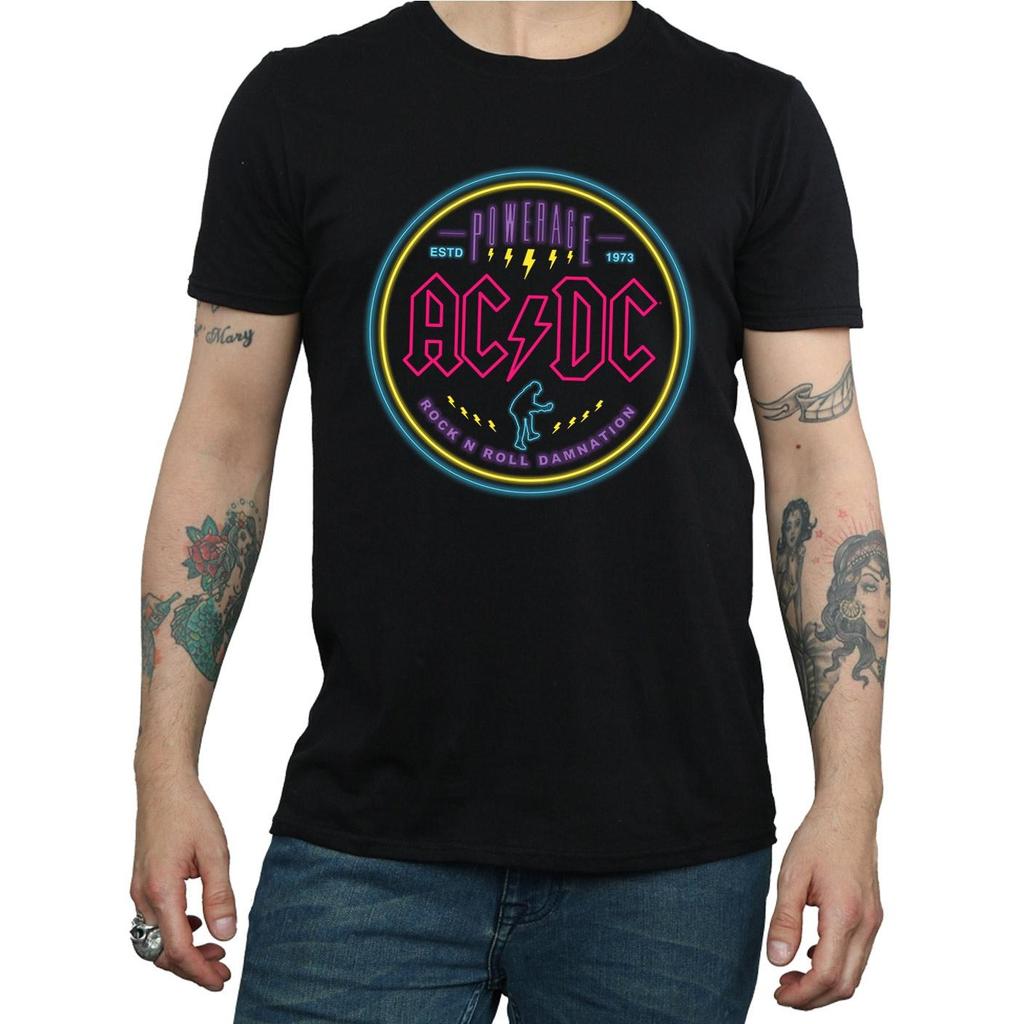 AC/DC Mens Circle Neon T-Shirt