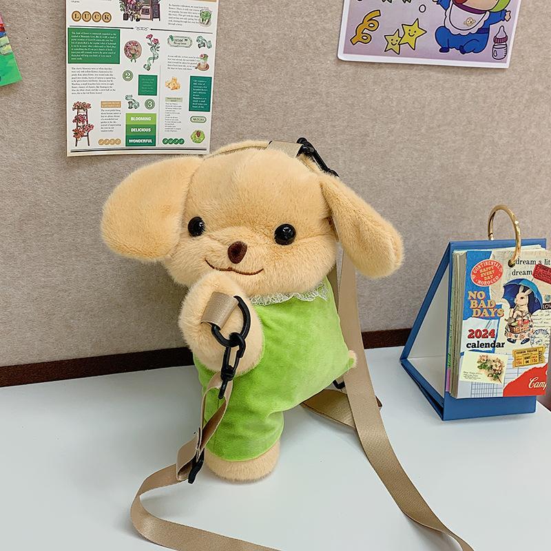 

Рюкзак для девочек новый маленький нос гага пудель плюшевая кукла милый щенок сумка мультяшная кукла рюкзак зелёный