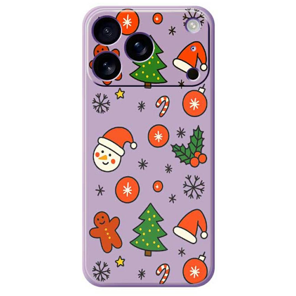 For iPhone 17 Pro Max Case Lovely Christmas Pattern Printing Straight Edge TPU Phone Back Cover