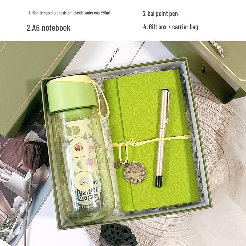 Jun XVII WQ Water Bottle & Stationery Gift Set Water Bottle + Notebook + Signature Pen