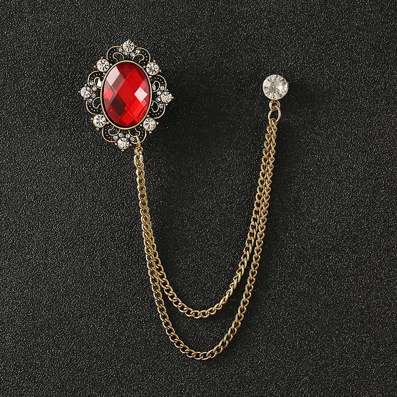 Elegant Crown Chain Brooch - Trendy European & American Lapel Accessory for Suits