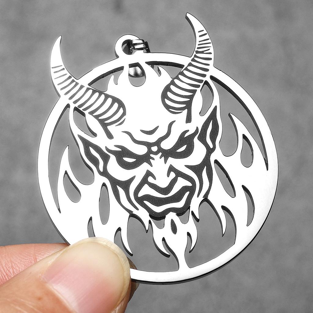 Hell Demon Satan Hollow Men Necklaces Stainless Steel Pendant Sweater Chain Women Punk Jewelry Accessories Halloween Gifts