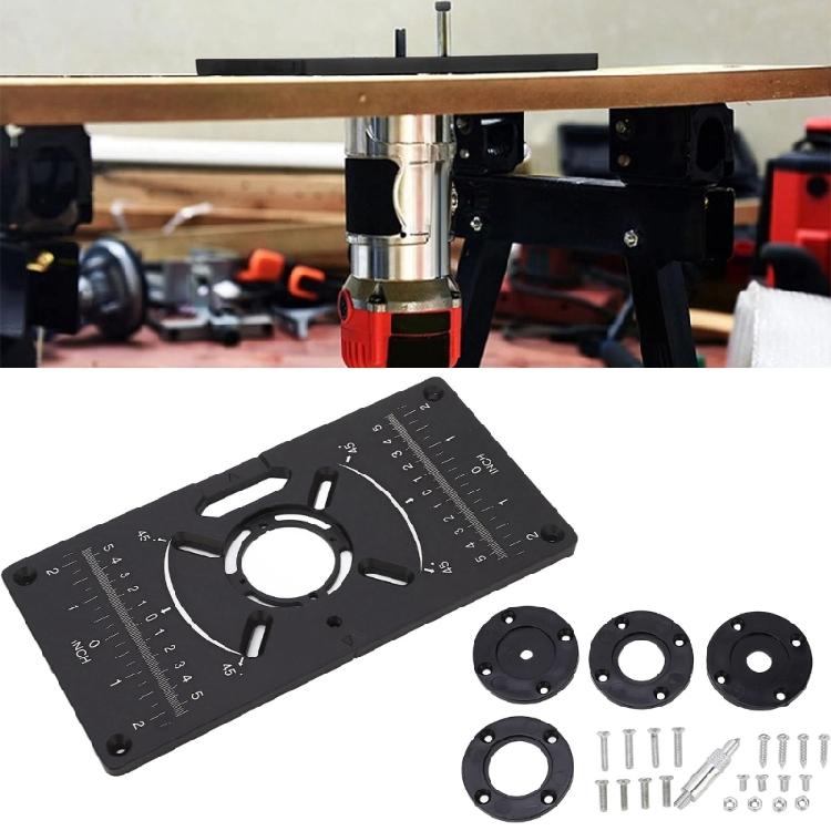 Lightweight Aluminum Router Table Insert Plate with 4 Insertion Rings For Crafting And Detailed Woodworking Tasks