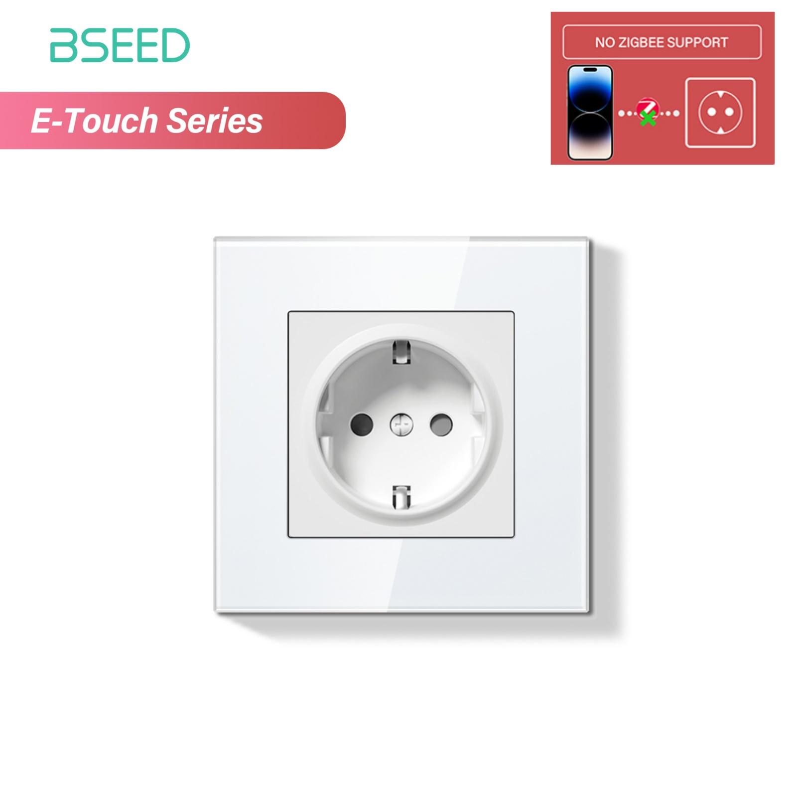 

BSEED 1/2/3/4Gang Zigbee Touch Switch Glass with EU Sockets Smart Wall Light Switch Touch Screen Backlight E Series Socket No Zigbee&EU standard