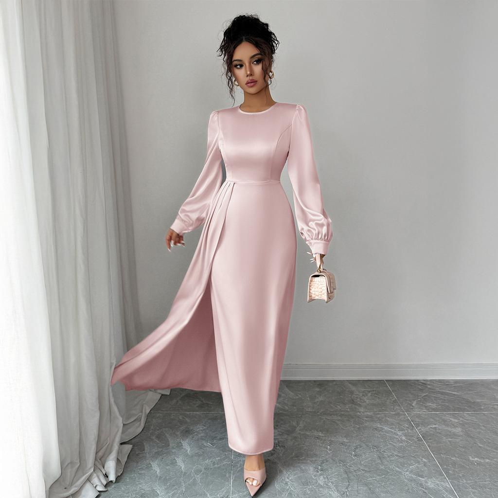 Cross-border Europe, America, simple fashion, summer long-sleeved women's skirts, dresses, women's clothing autumn and winter independent station
