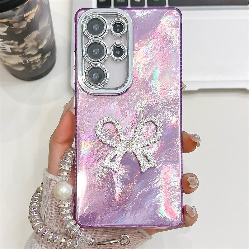 

Three dimensional Bow Plating Imd Suitable for Samsung S25 UltraA36A16 Mobile Phone Case with Bracelet Lens Film S24 Samsung A54 (5G)