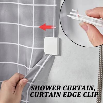 4Pcs New Transparent Shower Curtain Clips Windproof ABS Curtain Edge Retainers Self Adhesive Splash Curtain Holders Bathroom