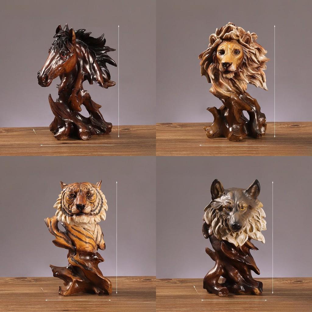 Resin Synthetic Animal Head Statue Office Bookshelf Decoration Gift Friends For