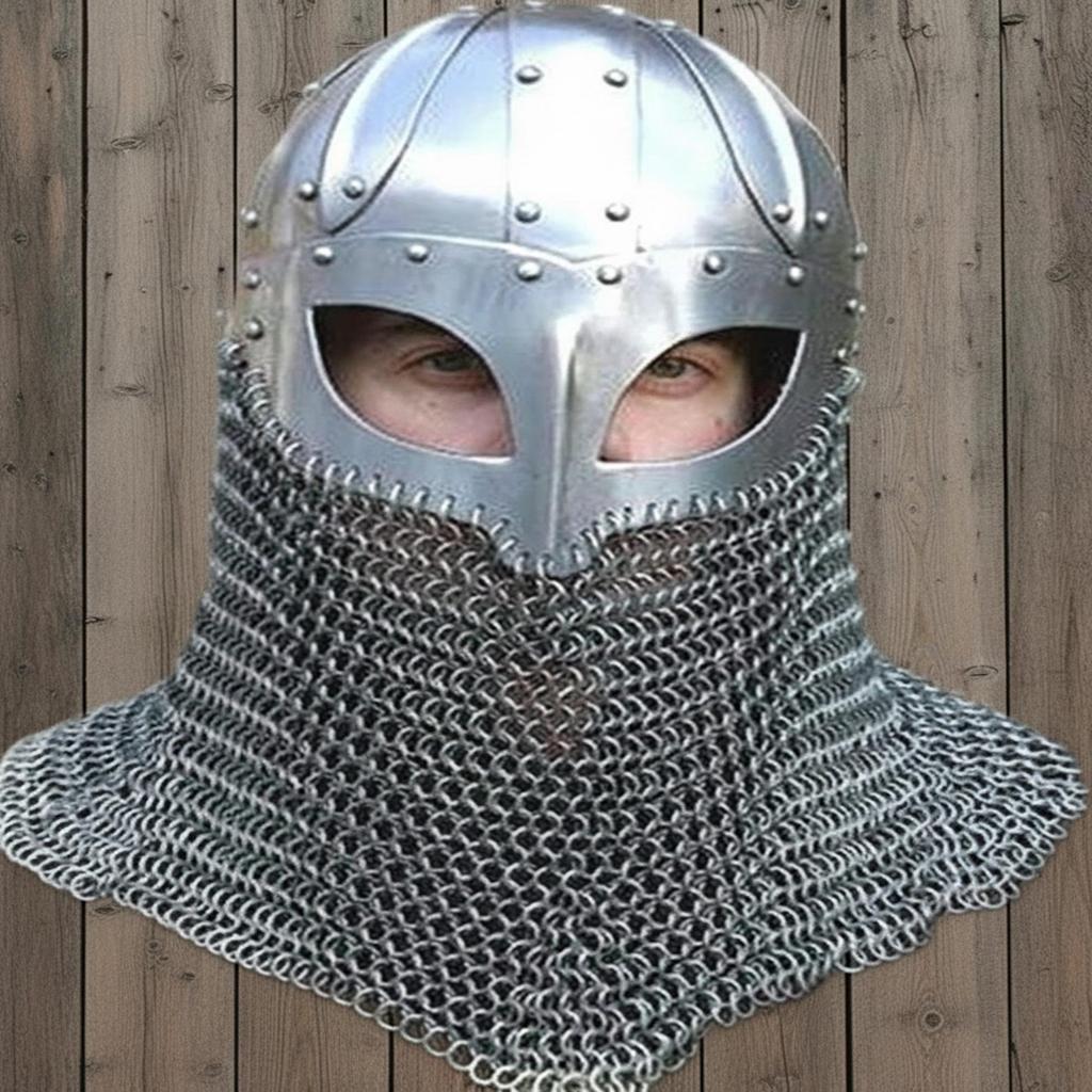 Handmade Viking Warrior Helmet 18 Gauge Steel Chainmail Armor Replica