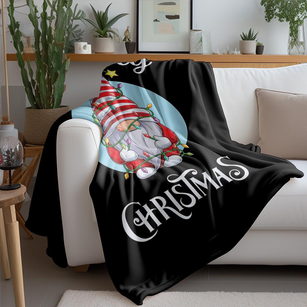Tuniu Cute Christmas Gnome Throw Blanket - Festive Holiday Gift for Home Decor, Sofa Bed Room Decoration