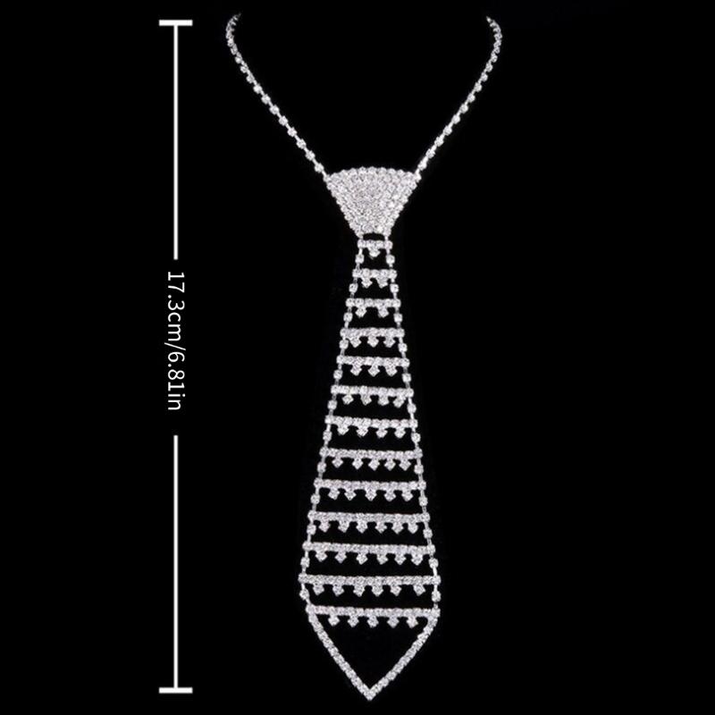 Punk Krawatten-Halskette mit schimmernden Strasssteinen für Modebegeisterte Kristall-Halskette für Hochzeiten und Partys