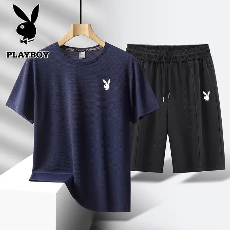 

PLAYBOY Men s Summer Quick-Dry Sports T-Shirt & Shorts Set 6XL